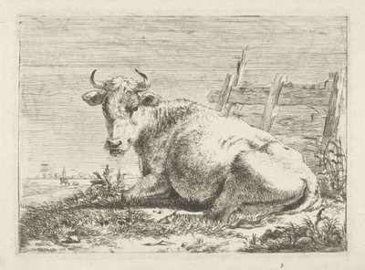 Liggande ko vid ett staket Kor (serietitel) av Pieter Gerardus van Os