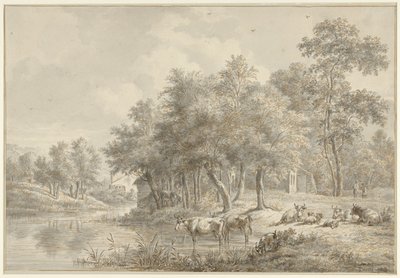 Flodlandskap med boskap av Pieter Gerardus van Os