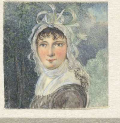 Kvinna porträtt med en hatt med rosetter av Pieter Gerardus van Os