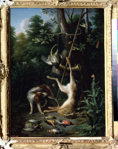 ""Jakthund och viltfåglar"" (Hund och viltfåglar) Målning av Peter Gysels (1621-1691) 1600-talet. Pushkin-museet, Moskva av Peeter Gijsels