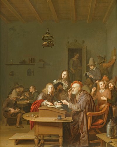 Interiör av ett skolrum av Pieter Harmansz Verelst