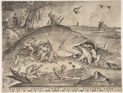 Stor fisk äter liten fisk, 1557 av Pieter Heyden van der