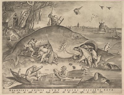 Stor fisk äter liten fisk, 1557 av Pieter Heyden van der