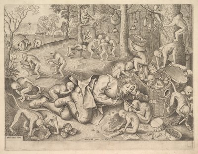 Köpmannen rånad av apor, 1562 av Pieter Heyden van der