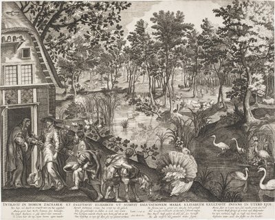 Besöket i ett skogslandskap av Pieter II de Jode