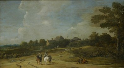 Landskap med ryttare på en sandig väg av Pieter Jansz. Post