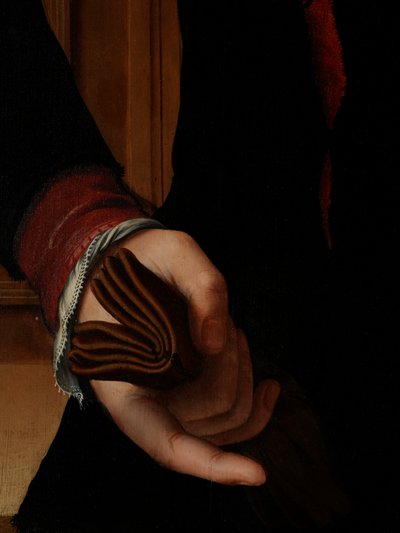 Detalj av porträtt av Jan van Eyewerve av Pieter Jansz. Pourbus