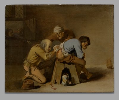 En kvacksalvare på jobbet i en lada av Pieter Jansz. Quast