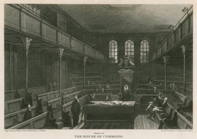 Interiör i underhuset, Westminster, London av Pieter Jansz. Quast