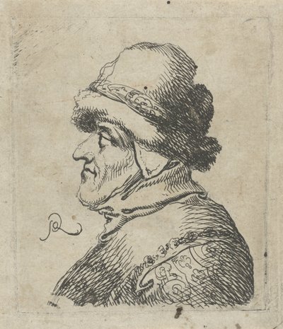 Huvudet på en gammal man med hatt av Pieter Jansz Quast