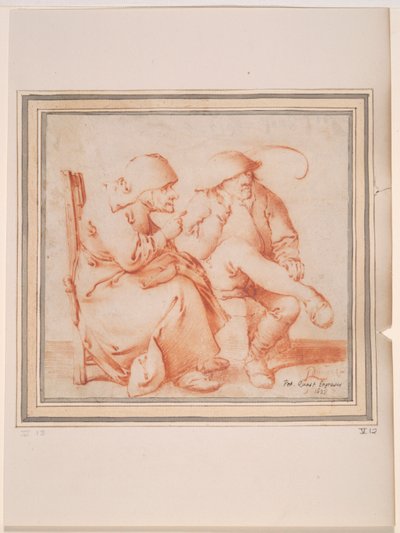 Gamla bondepar sittande av Pieter Jansz. Quast