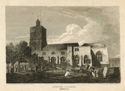 Stepney Church, London (gravyr) av Pieter Jansz. Quast