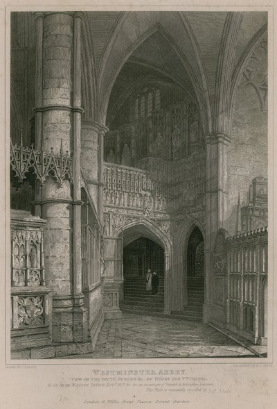 Vy över den södra skärmen i Henry the Fifth Chapel, Westminster Abbey av Pieter Jansz. Quast