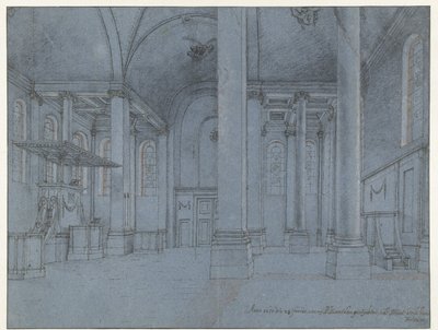 Utsikt över det inre av Nieuwe Kerk, Haarlem, sett från den östra änden av norra gången och tittar västerut av Pieter Jansz Saenredam