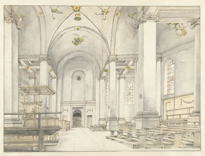 Utsikt över vapenhuset i Nieuwe Kerk, Haarlem, med blickar västerut av Pieter Jansz Saenredam