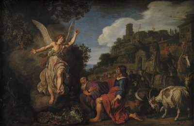 Ängeln Rafael tar avsked med Gamle Tobit och hans Son Tobias av Pieter Lastman