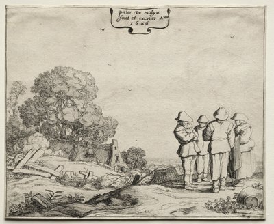 Landskap med fyra bönder som samtalar, 1626. av Pieter Molyn