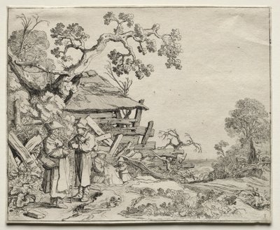 Landskap med två bönder som samtalar, 1626. av Pieter Molyn