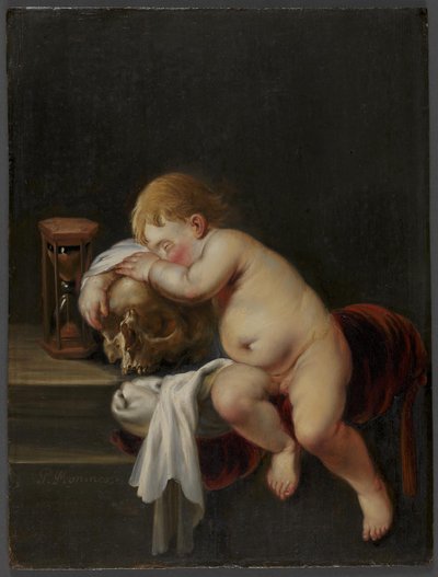 Pojke som sover på en skalle av Pieter Moninckx