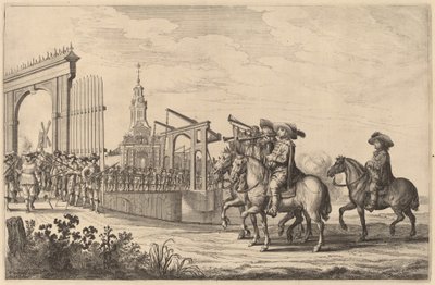Marie de Medicis intåg i Amsterdam [skylt 1 av 6] av Pieter Nolpe