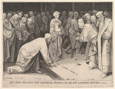 Kristus och kvinnan tagen i äktenskapsbrott, 1579. av Pieter Perret