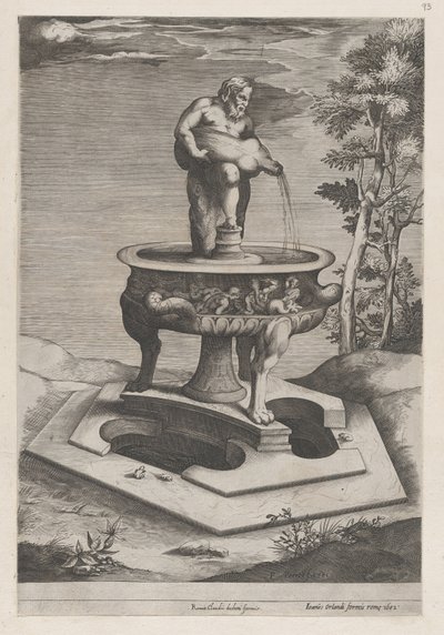 Mirror of Roman Magnificence: A Fountain and Basin, 1581., 1581. av Pieter Perret