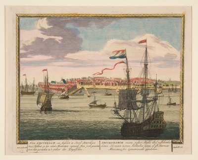 New Amsterdam, en städer i Nordamerika Nieu Holland, på ön Mankattan: namaels New jork called av Pieter Schenck I