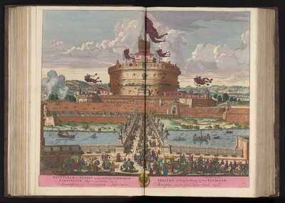 Engelenburcht aan de rivier de Tiber te Rom Castle of St. Angeli (nämligen Michaelis) av de högsta (...) (titel på objekt) av Pieter Schenk (I)