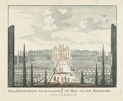 Utsikt över hus Clingendael i Haag Gesichte van het Famous Loo som andra kungahus (serietitel) Admirandorum quadruplex spectaculum (serietitel) av Pieter Schenk (I)