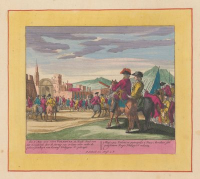 Erövring av Valencia, 1707 Krigets teater, början av kung Karl II. Fram till kung Karl III. Finns i IX. Historiska figurer på ett elefantblad, som strider, belägringar på vattnet och i Lande, med de viktigaste befästningarna av Pieter Schenk (I)