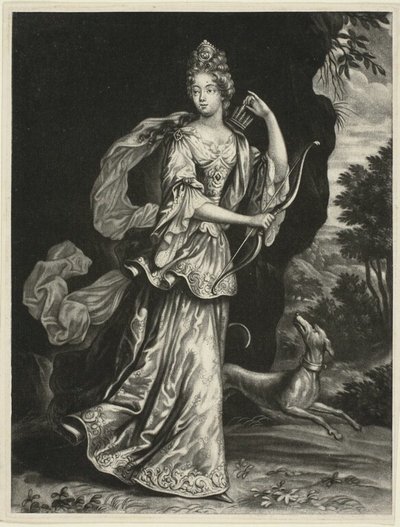 Anne Catharine Mouy, grevinna av Broglia, som gudinnan Diana av Pieter Schenk