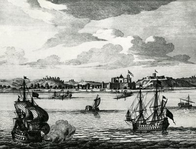 "Castle Del Mina, beläget i Guinea, inte långt från Cape Three Points" av Pieter Schenk