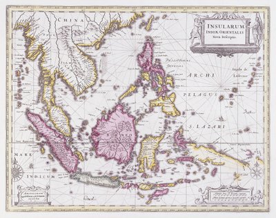 Karta över Kina och Indonesien, ca 1710 av Pieter Schenk