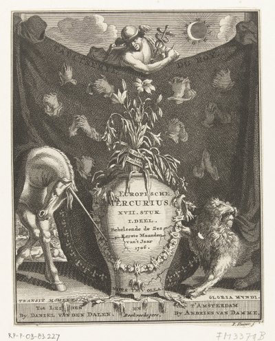Titelsida för den europeiska Merkurius för år 1706 av Pieter Sluyter