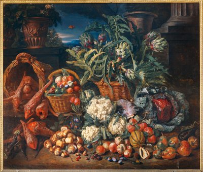 Nature morte: baljväxter och frukter - Stilleben: Grönsaker och frukter ... av Pieter Snyers