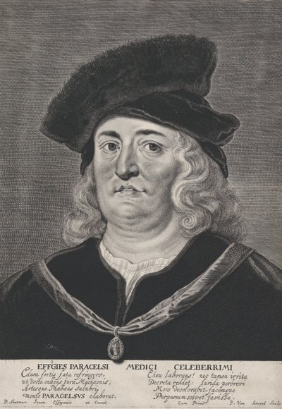 Porträtt av Theophrastus Paracelsus, 1615-43. av Pieter Soutman