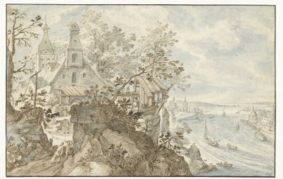 Flod med ett kapell till vänster av Pieter Stevens (I)