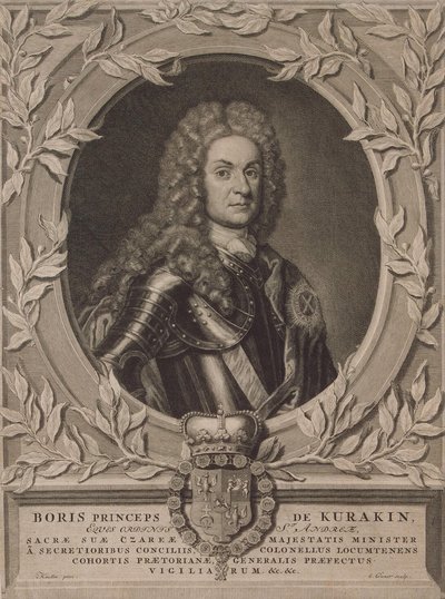 Porträtt av prins Boris Ivanovich Kurakin 1676-1727, efter 1717 av Pieter Stevens Gunst van