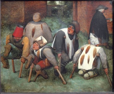 Tiggarna eller krymplingarna - olja på trä av Pieter Bruegel the Elder