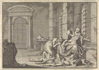 Tsar Fjodor II Borisovitj Godunovs död, 1605, 1698 av Pieter Van der Aa