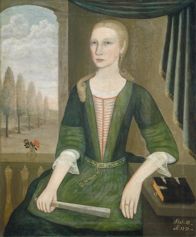 Ung dam med en fläkt, 1737. av Pieter Vanderlyn