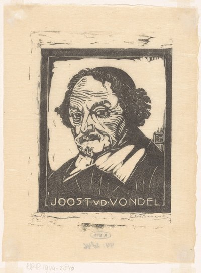 Porträtt av Joost van den Vondel (titel på objekt) av Pieter Willem van Baarsel (signed by artist)