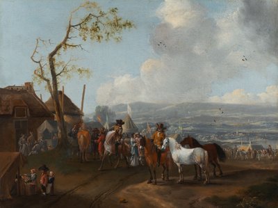 Camp Scene (olja på duk) av Pieter Wouwermans or Wouwerman
