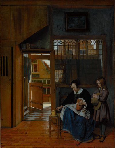En kvinna som förbereder bröd och smör åt en pojke av Pieter de Hooch