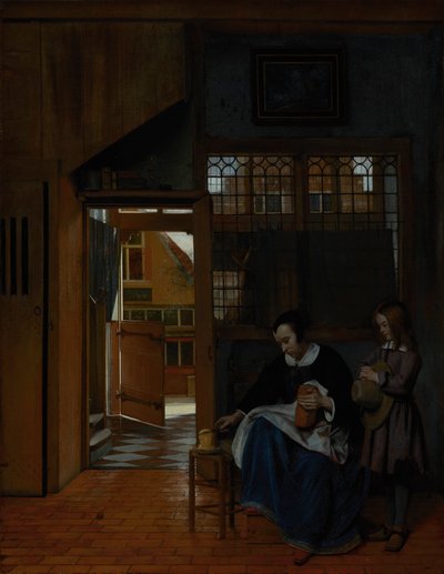 En kvinna som förbereder bröd och smör för en pojke, c.1660-3 av Pieter de Hooch
