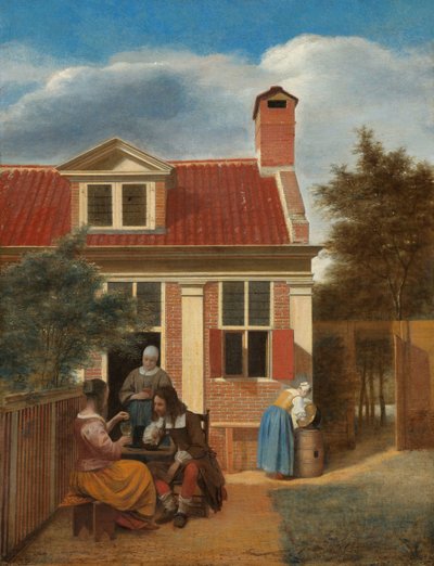 Figurer på en innergård bakom ett hus, ca. 1663-5 av Pieter de Hooch