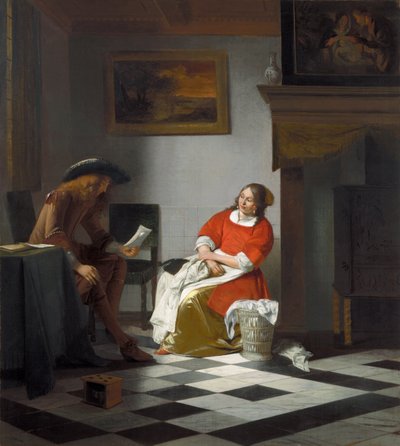 Man läser ett brev för en kvinna av Pieter de Hooch