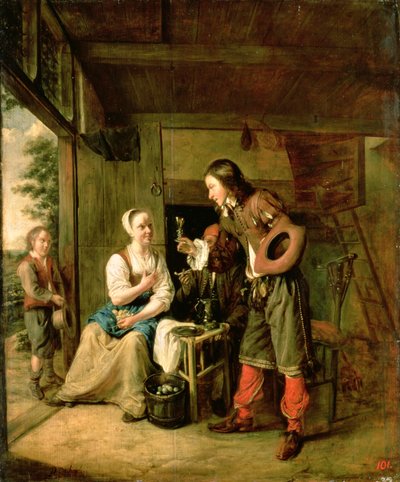 Krigare och tjänare, 1653 av Pieter de Hooch