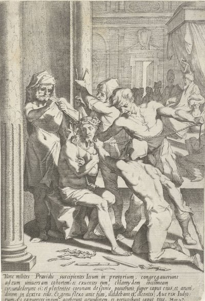 Doornenkroning van Christus Passie van Christus (serietitel) Passion and Resurrection (serietitel) av Pieter de Jode (I)