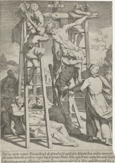 Kruisafneming Passie van Christus (serietitel) Passion and Resurrection (serietitel) av Pieter de Jode (I)